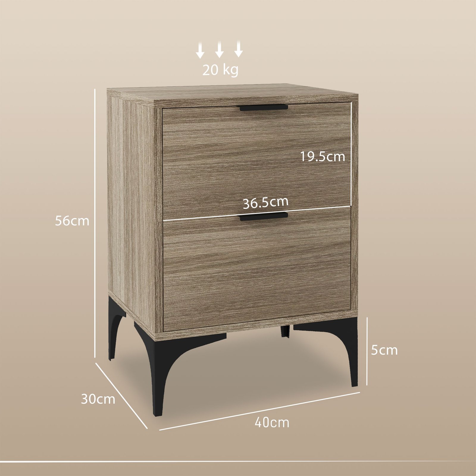 HOMCOM Set of Two Wood Effect Bedside Tables - Image 3