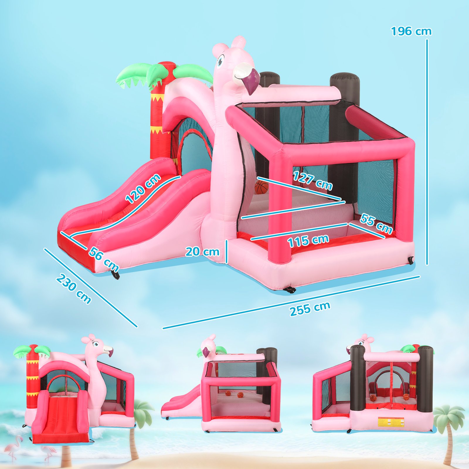 AIYAPLAY Inflatable Bounce House for Kids with Slide, Ball Pit, Basketball Hoop and Blower for Indoor Outdoor Garden, Pink - Image 3