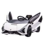 HOMCOM Lamborghini Sian Licensed Electric Car for Kids, 12V Kids Electric Ride on Car with Dual Motors, Remote Control, White HOMCOM Lamborghini Sian Licensed Electric Car for Kids, 12V Kids Electric Ride on Car with Dual Motors, Remote Control, White