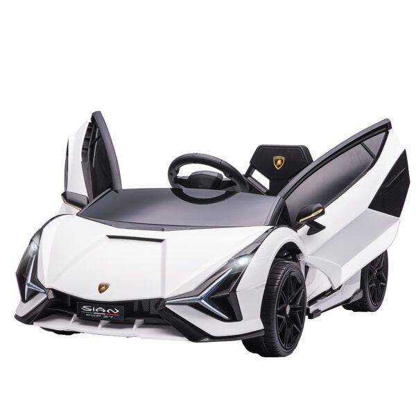 HOMCOM Lamborghini Sian Licensed Electric Car for Kids, 12V Kids Electric Ride on Car with Dual Motors, Remote Control, White HOMCOM Lamborghini Sian Licensed Electric Car for Kids, 12V Kids Electric Ride on Car with Dual Motors, Remote Control, White