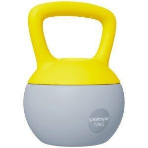 SPORTNOW 10KG Soft Kettlebell, Kettlebell with Non-Slip Handle for Home Gym, Weight Lifting, Strength Training, Yellow/Grey