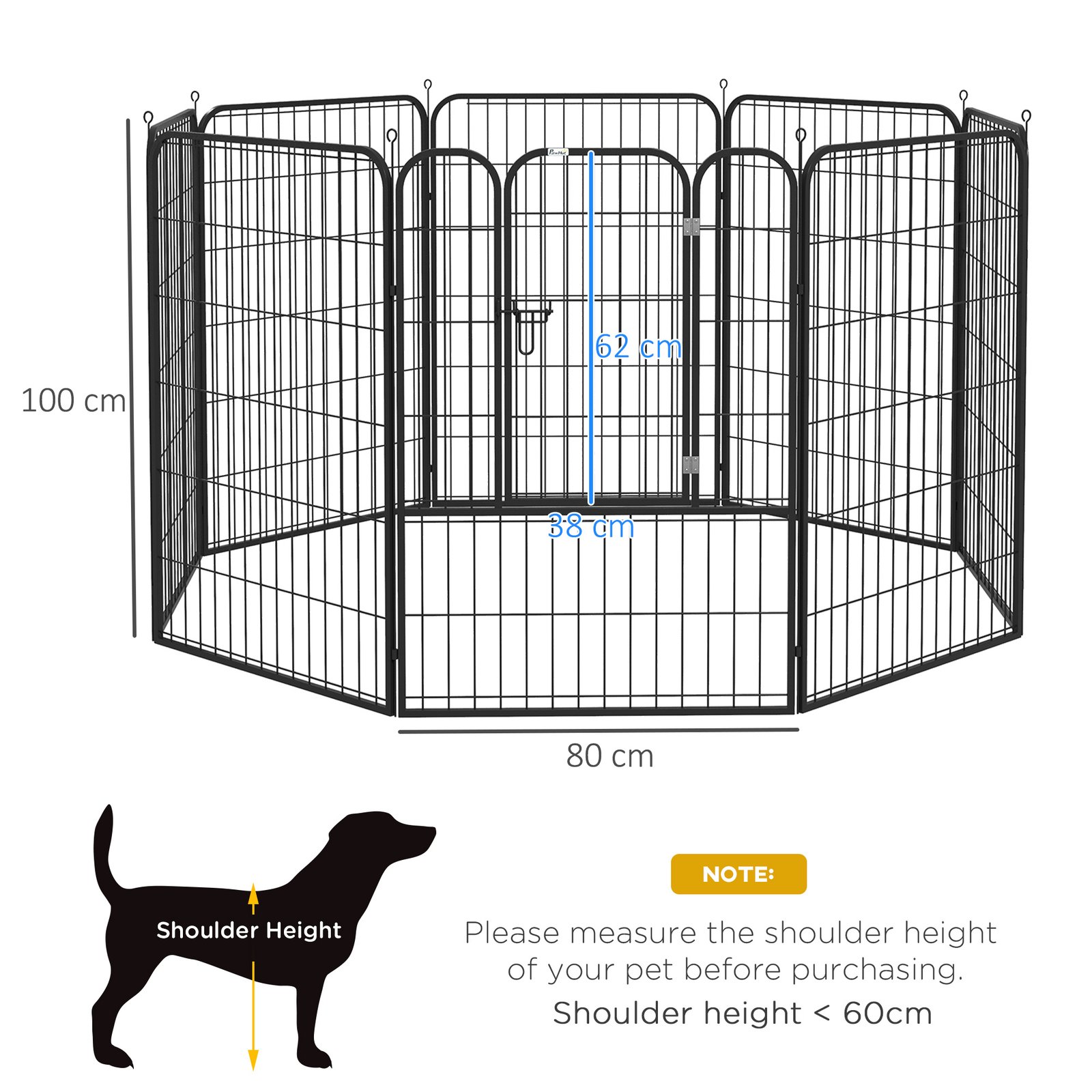 PawHut 8 Panels Heavy Duty Puppy Playpen, for Large, Medium Dogs, Indoor and Outdoor Use - Black - Image 3