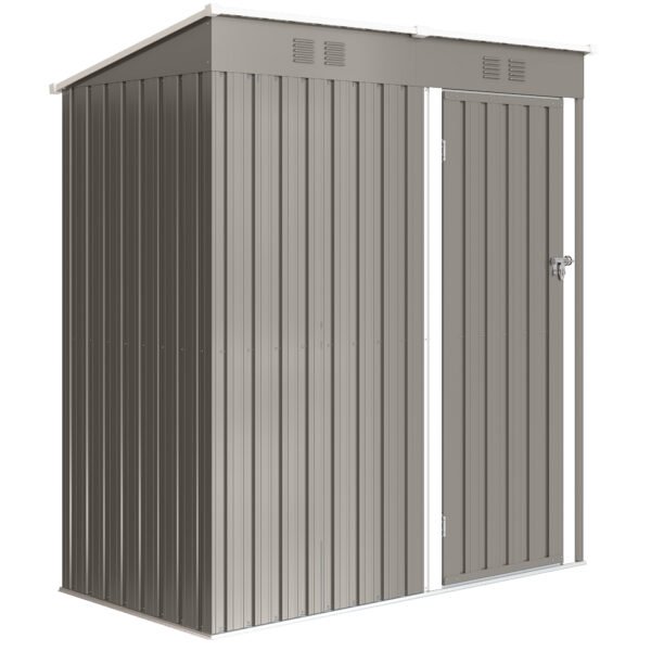 Outsunny 5 x 3 ft Lean-to Garden Shed, Outdoor Storage Shed with Lockable Door and Vents, Light Grey Outsunny 5 x 3 ft Lean-to Garden Shed, Outdoor Storage Shed with Lockable Door and Vents, Light Grey