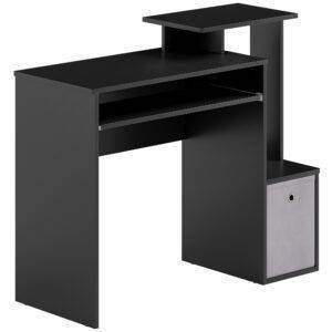 HOMCOM Computer Desk with Sliding Keyboard Tray Storage Drawer Shelf Home Office Workstation Black