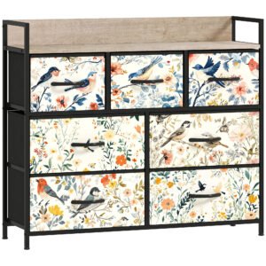 HOMCOM 7-Drawer Chest of Drawers - White