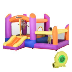 Outsunny Kids Bouncy Castle House Inflatable Trampoline Slide Water Pool 3 in 1 with Blower Indoor Outdoor for Kids Age 3-8 Multi-Colour 2.8 x 2.5 x 1.7m