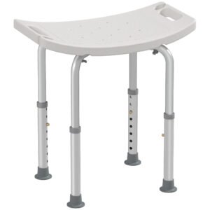 HOMCOM Height Adjustable Bath Stool, Aluminium Shower Stool with Non-Slip Pads for Elderly, Disabled, Seniors, Pregnant, White
