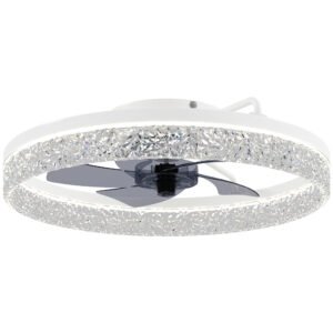 HOMCOM Ceiling Fan with Lights, Dimmable LED Mount Ceiling Fan Light with Remote App Control for Bedroom, White