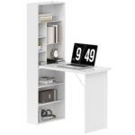 HOMCOM Three-Part Work Desk, with Storage and Writing Board – White