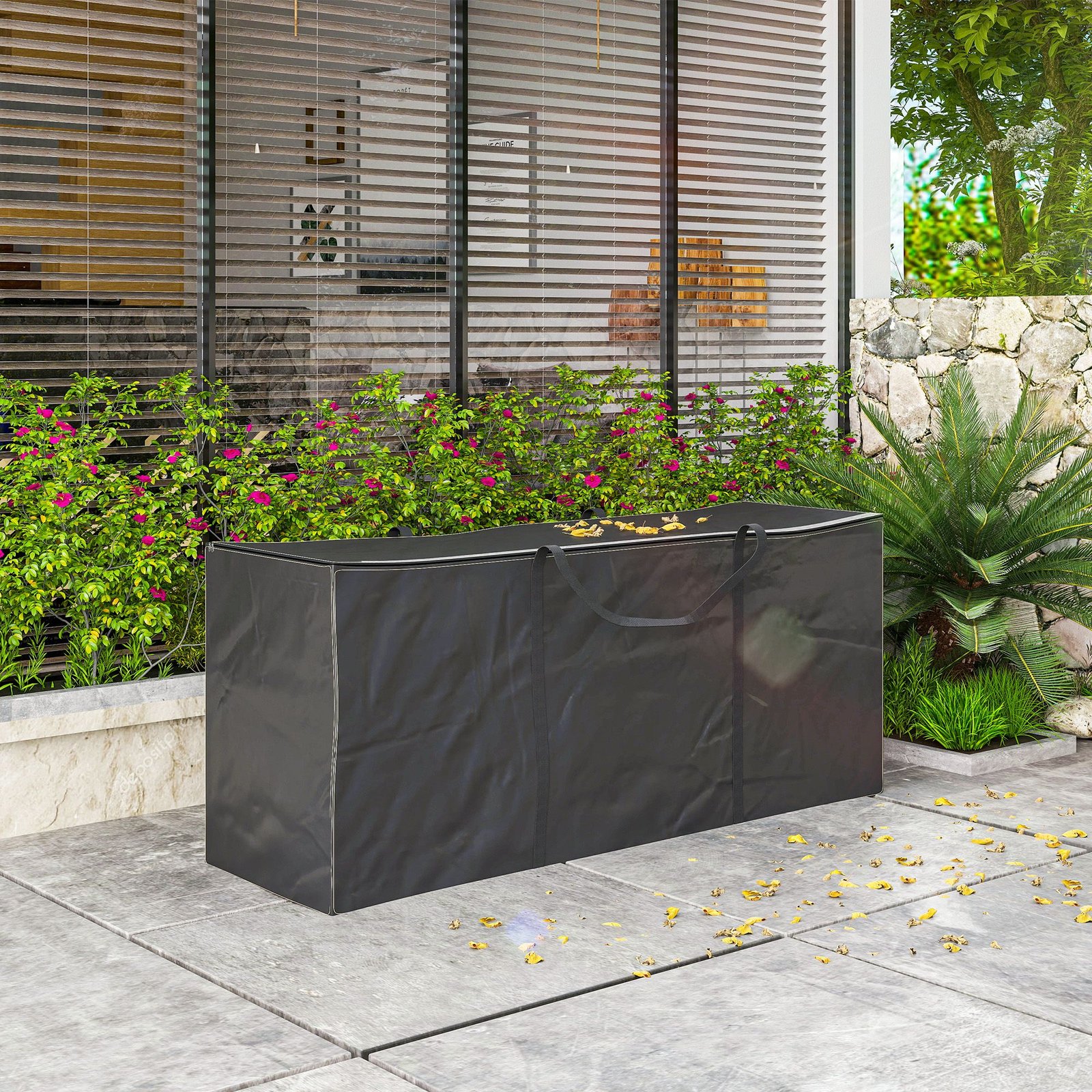 Outsunny 720 L Waterproof Garden Cushion Storage Bag - Black - Image 2