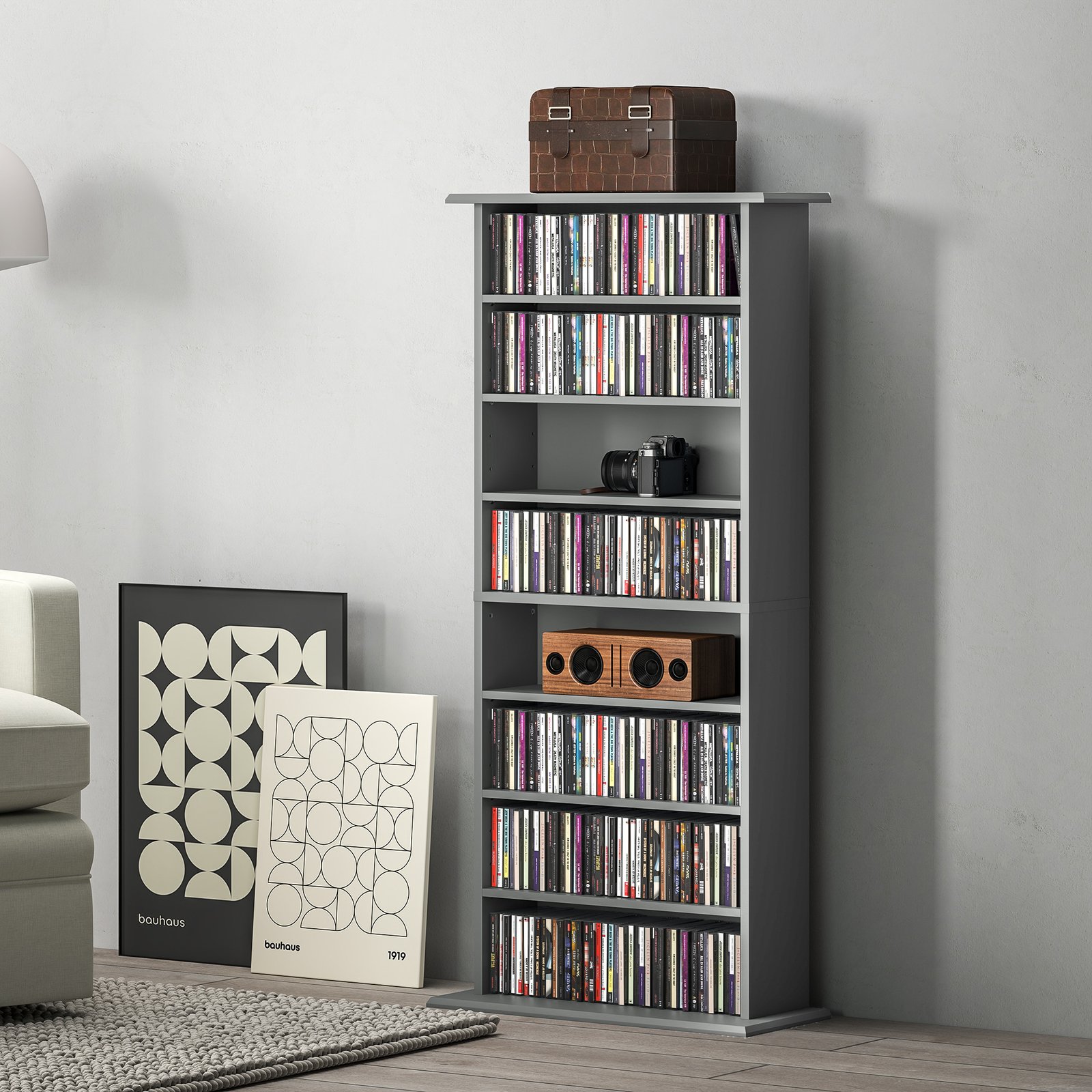 HOMCOM 360 CD Storage Unit - Grey - Image 2