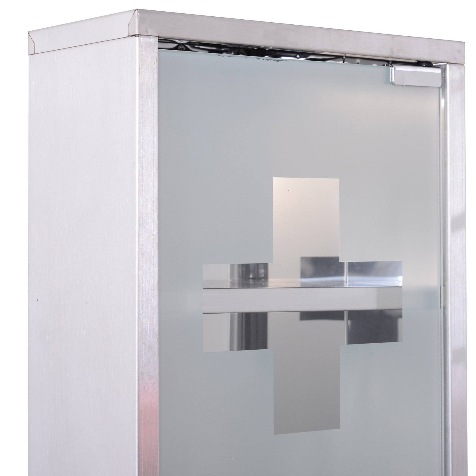 HOMCOM Stainless Steel wall mounted Medicine Cabinet with 2 Shelves + Security Glass Door Lockable 48 cm(H) - Image 4