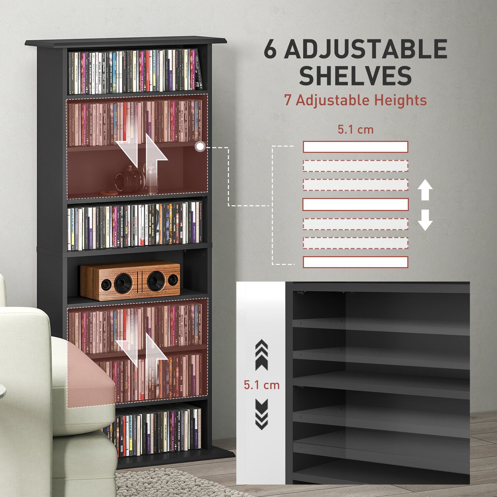 HOMCOM 360 CD Storage Unit - Black - Image 5