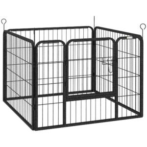 PawHut Heavy Duty Dog Playpen, 4 Panel Puppy Pen, Foldable Dog Kennel Both Indoor Outdoor Use Collapsible Design 82L x 82W x 60H (cm)