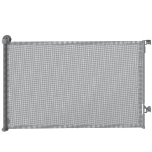 PawHut Retractable Dog Gate, Extends to 140 cm Wide & 93 cm Tall, Mesh Pet Gate with Single Hand Operation, for Stairs Doorways