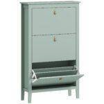 HOMCOM Modern Three-Drawer Shoe Cabinet – Green