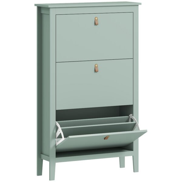 HOMCOM Modern Three-Drawer Shoe Cabinet – Green