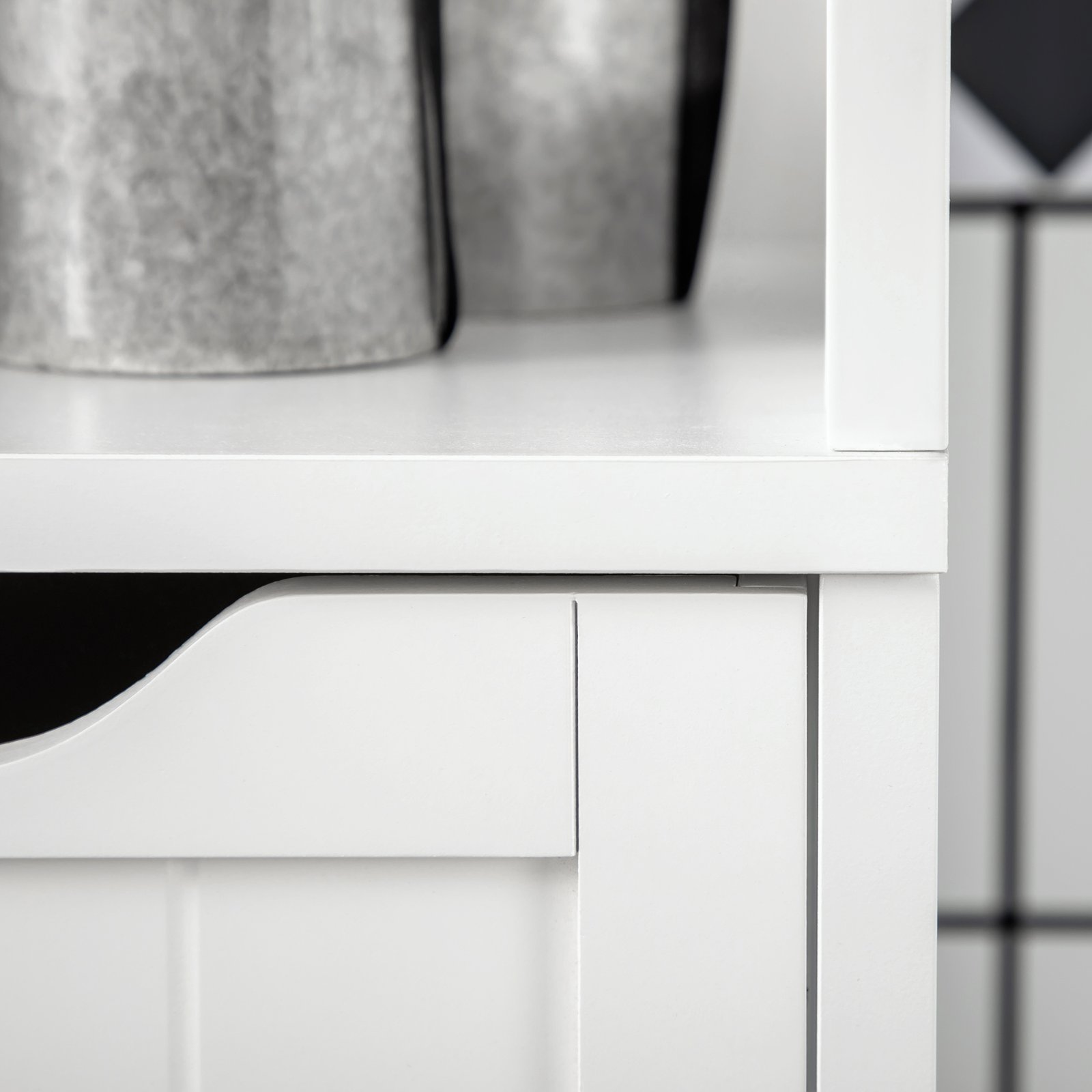 HOMCOM Narrow Floor Cabinet, Bathroom Cabinet with 3 Drawers and 2 Open Shelves, 30W x 30D x 141.6Hcm, White - Image 8
