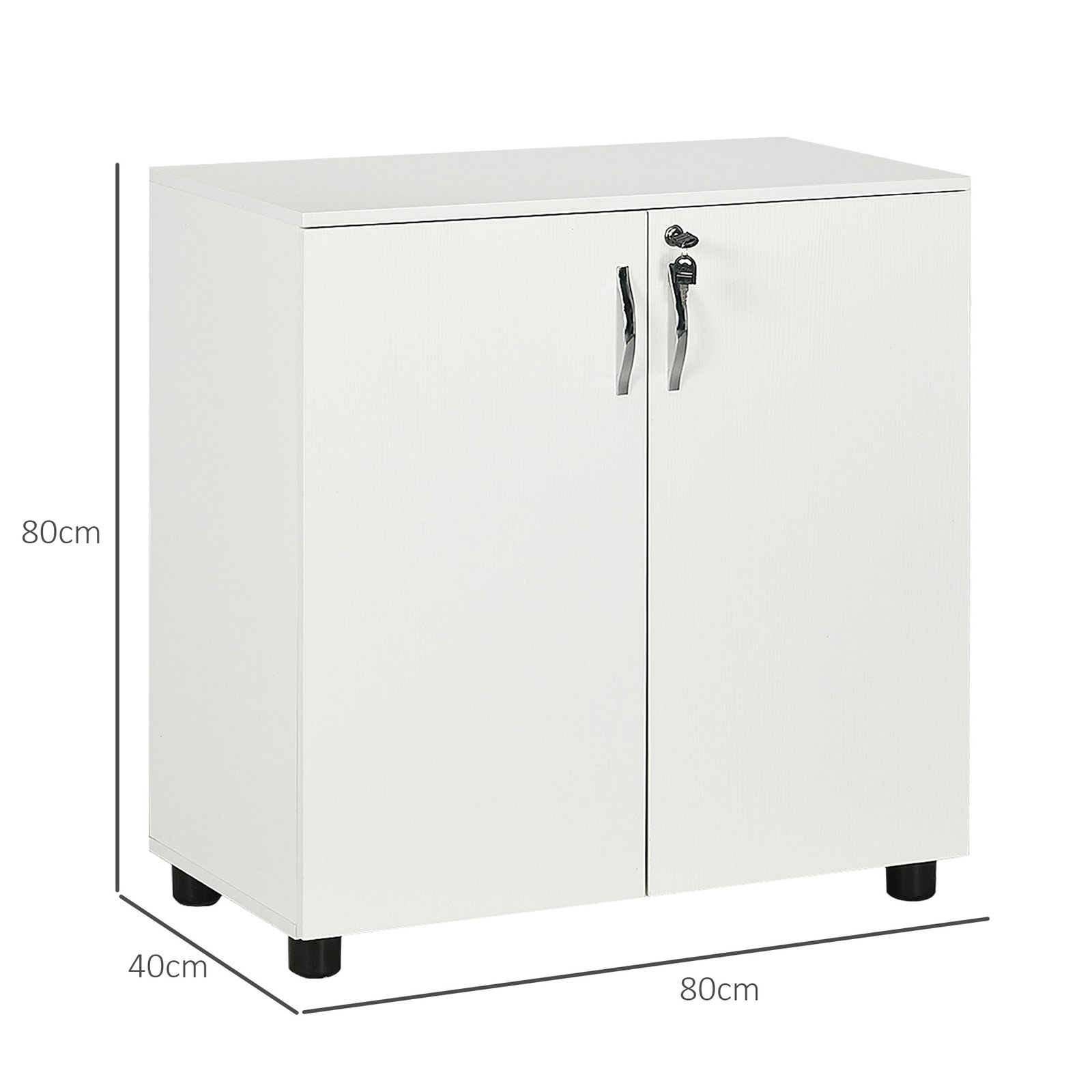 Vinsetto Two-Tier Locking Office Storage Cabinet - White - Image 3