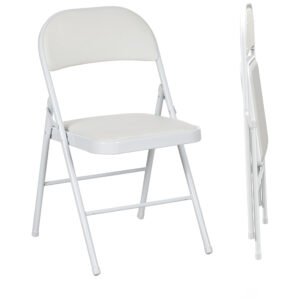 HOMCOM Set of Two Cushioned Folding Chairs - White