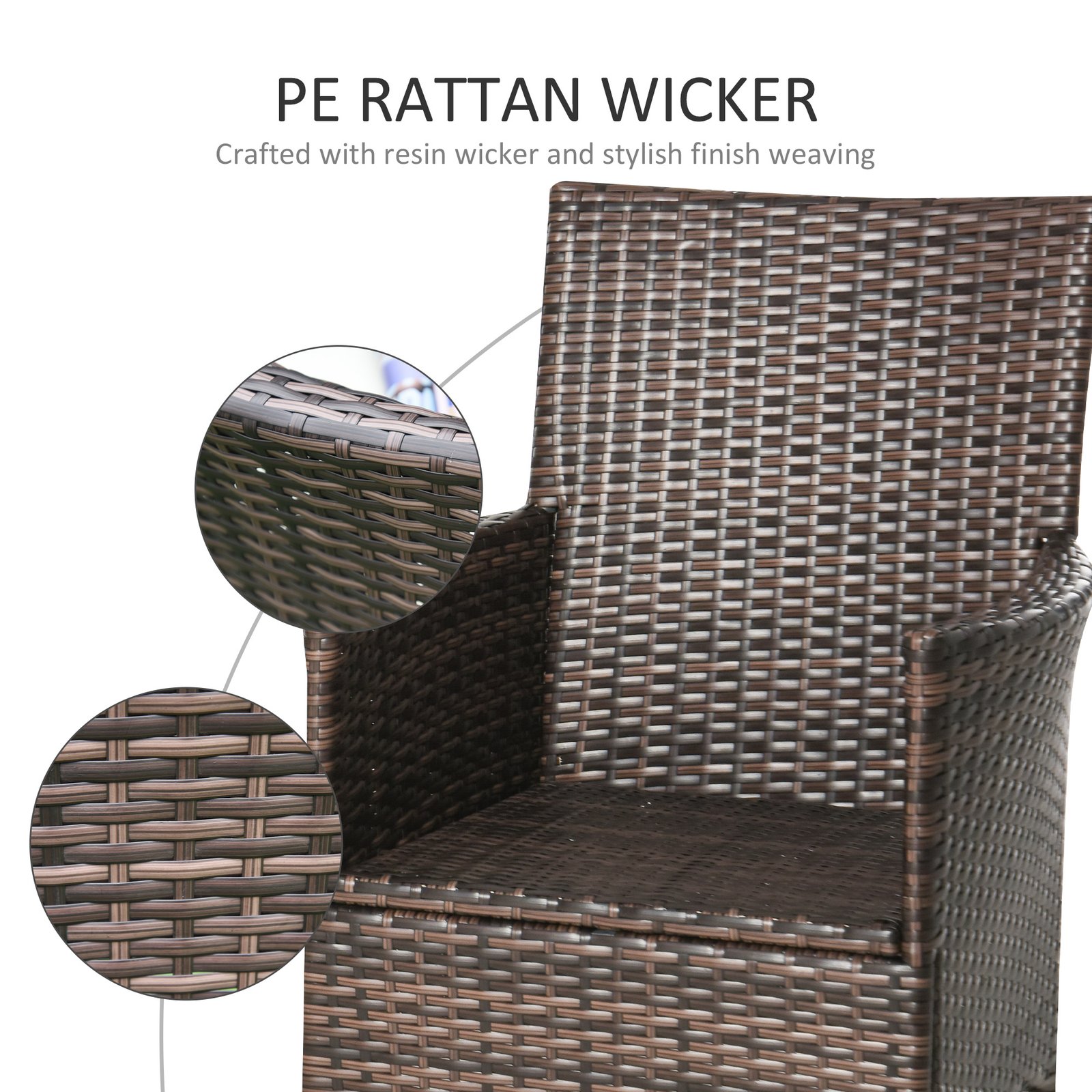 Outsunny 4 PC Rattan Chair Set, Patio Sofa Chairs Set, Cushioned Outdoor Rattan Furniture - Image 7