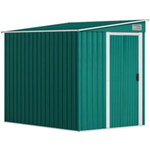 Outsunny 7 x 5ft Galvanised Metal Shed with Sliding Door and Water-Resistant Roof - Green