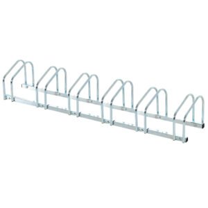 HOMCOM Bike Stand Parking Rack Floor or Wall Mount Bicycle Cycle Storage Locking Stand 179L x 33W x 27H (6 Racks, Silver)