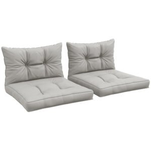 Outsunny 4-Piece Seat Cushions Back Pillows Replacement, Patio Chair Cushions Set for Indoor Outdoor, Light Grey