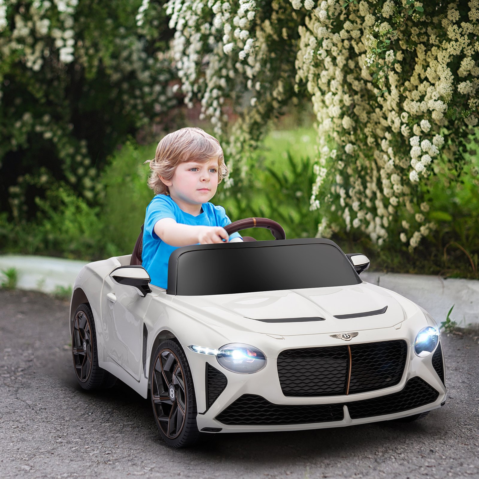 HOMCOM Bentley Bacalar Licensed 12V Kids Electric Car, with Remote Control, White - Image 2
