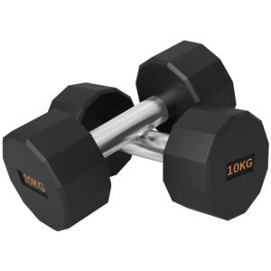 SPORTNOW Dumbbells Weights Set with 12-Sided Shape and Non-Slip Grip for Men Women Home Gym Workout, 2 x 10kg