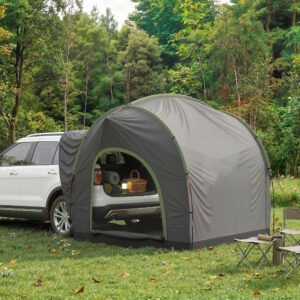 Outsunny Car Tent with 2.35m Stand-Up Height, 3000mm Waterproof Tailgate Tent with Mesh Windows for Family Camping Travelling