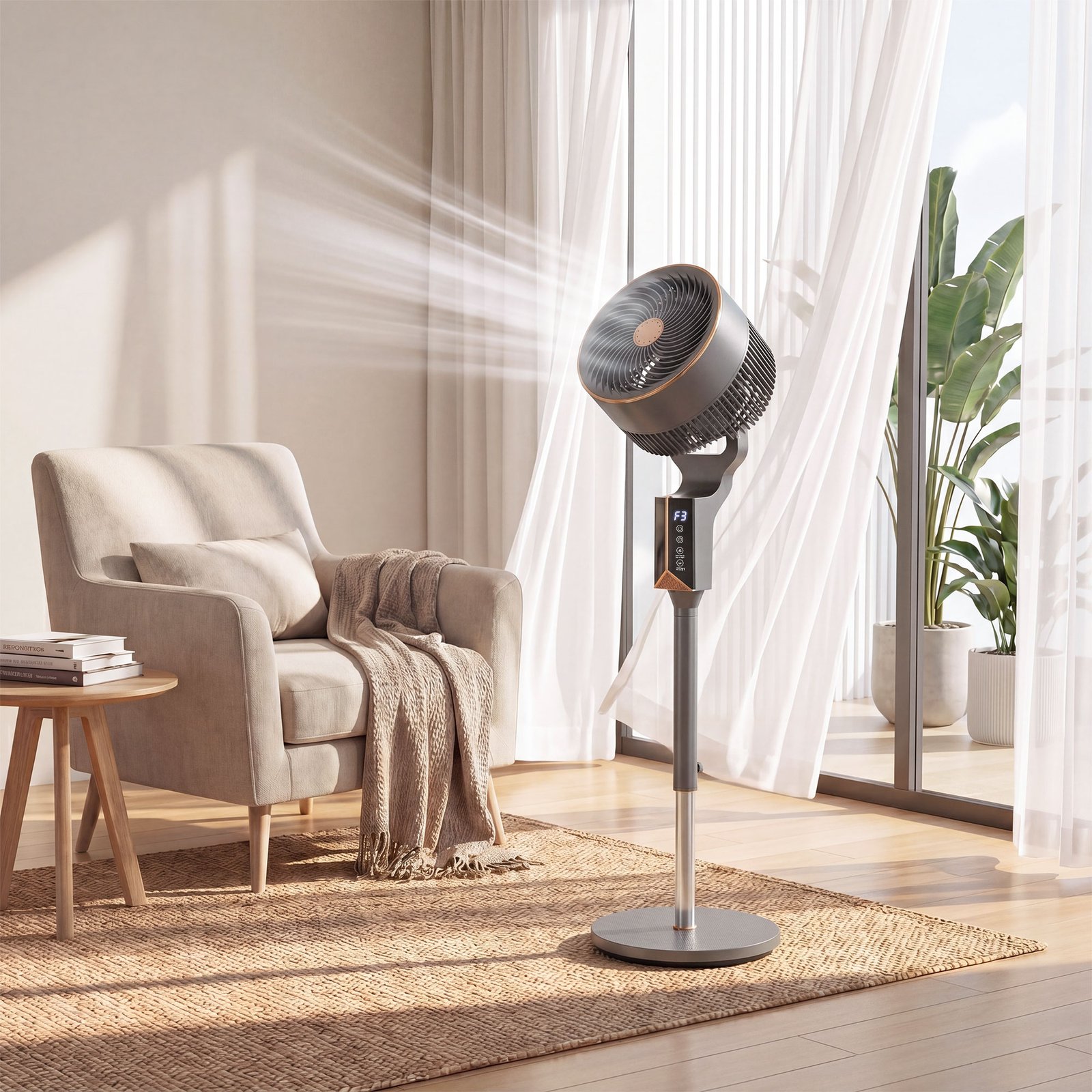 HOMCOM 20 dB Silent Standing Fan for Bedroom, 46" Pedestal Fan with Remote, 85° Oscillating, 8 Speeds - Image 9