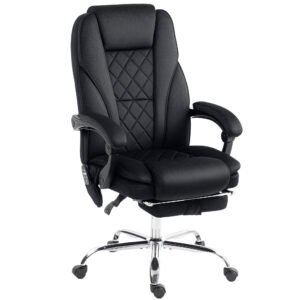 Vinsetto Massage Office Chair, Heated Reclining Computer Chair with Adjustable Height and Footrest, Black