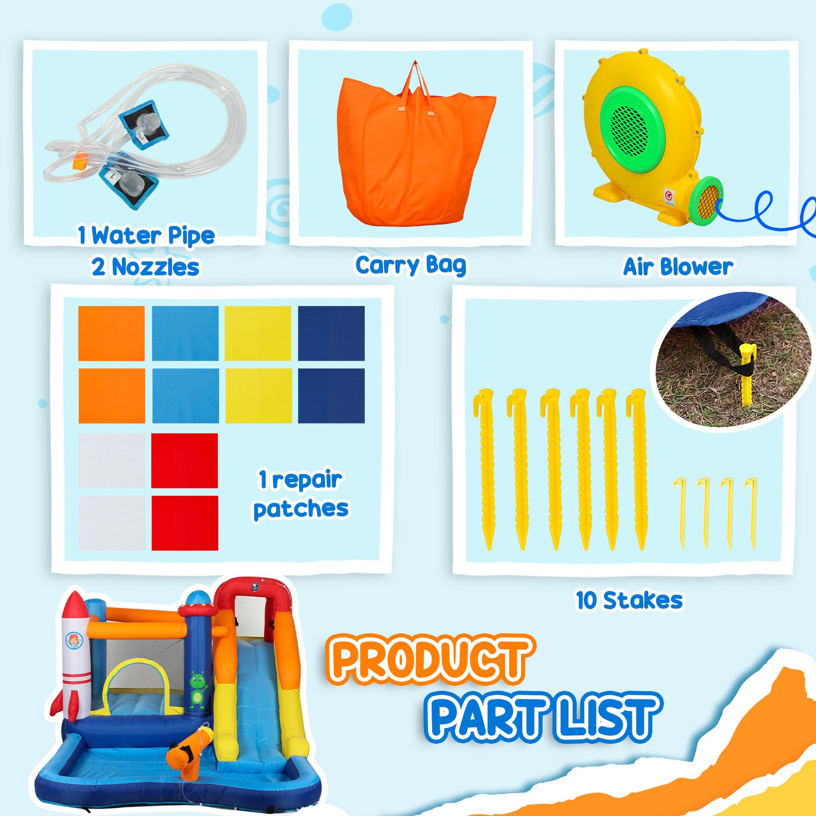 AIYAPLAY 5 in 1 Bouncy Castle for Children with 550W Blower, Water Slide, Splash Pool, Jumping Area, Climbing Wall, Cannon - Image 9