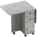 HOMCOM Multi-Storage Six-Person Drop Leaf Dining Table – Mixed Grey HOMCOM Multi-Storage Six-Person Drop Leaf Dining Table – Mixed Grey