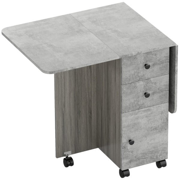 HOMCOM Multi-Storage Six-Person Drop Leaf Dining Table – Mixed Grey HOMCOM Multi-Storage Six-Person Drop Leaf Dining Table – Mixed Grey