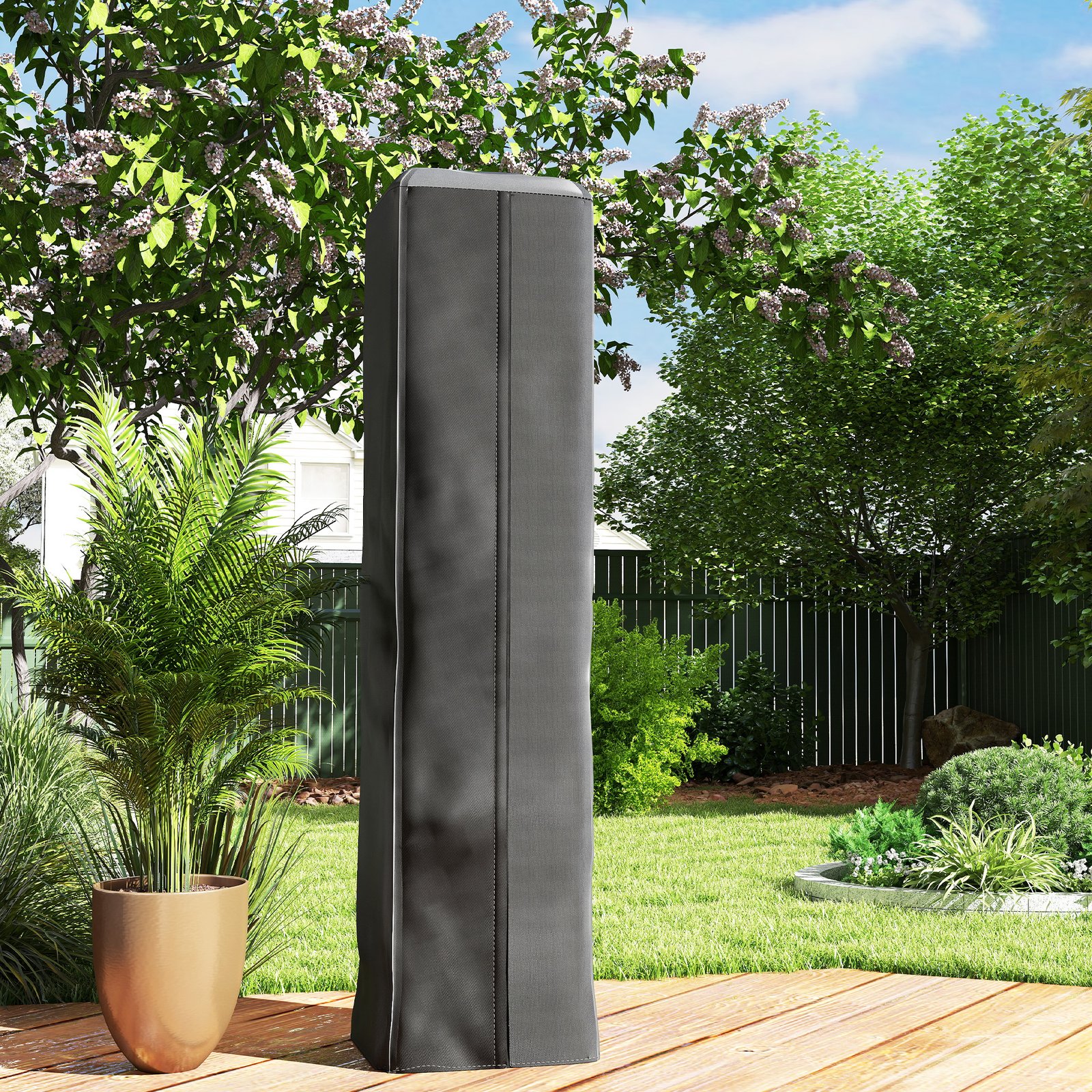 Outsunny Heavy Duty Gas Pyramid Patio Heater Cover, Full Length Outdoor Heater Cover Protector, UPF 30+ Oxford Fabric with Zipper, Black - Image 7