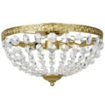 HOMCOM Crystal Chandelier Ceiling Light with 168 Octagonal Beads, Vintage 2-Light Flush Mount Ceiling Light for Living Room, Bedroom, Hallway, Dining Room, Gold Tone HOMCOM Crystal Chandelier Ceiling Light with 168 Octagonal Beads, Vintage 2-Light Flush Mount Ceiling Light for Living Room, Bedroom, Hallway, Dining Room, Gold Tone