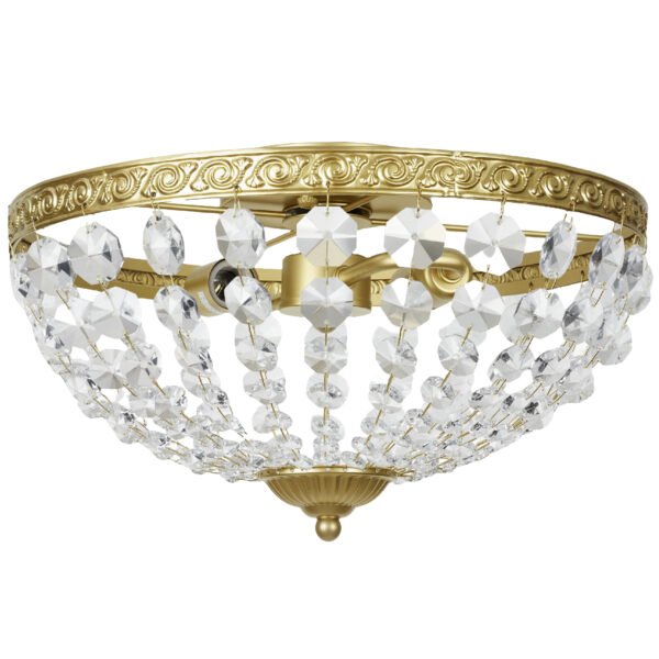 HOMCOM Crystal Chandelier Ceiling Light with 168 Octagonal Beads, Vintage 2-Light Flush Mount Ceiling Light for Living Room, Bedroom, Hallway, Dining Room, Gold Tone HOMCOM Crystal Chandelier Ceiling Light with 168 Octagonal Beads, Vintage 2-Light Flush Mount Ceiling Light for Living Room, Bedroom, Hallway, Dining Room, Gold Tone