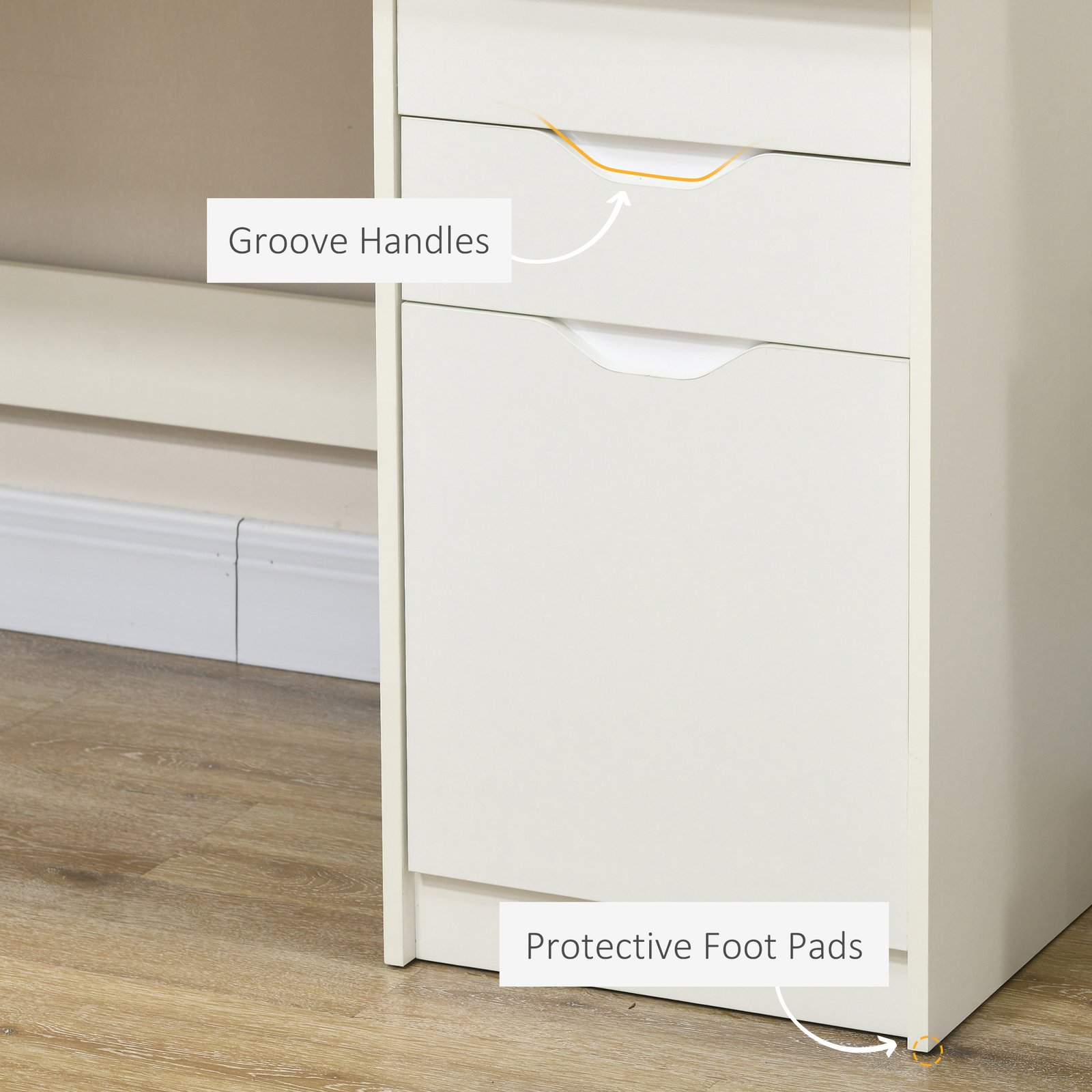 HOMCOM Computer Desk with Drawers, High Gloss Home Office Desk with Storage Cabinet, Study Workstation, 120 x 60cm, White - Image 6