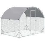PawHut Walk In Chicken Run Galvanised Chicken Coop Hen Poultry House Cage Water-Resist Cover, Silver PawHut Walk In Chicken Run Galvanised Chicken Coop Hen Poultry House Cage Water-Resist Cover, Silver