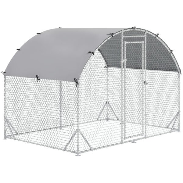 PawHut Walk In Chicken Run Galvanised Chicken Coop Hen Poultry House Cage Water-Resist Cover, Silver PawHut Walk In Chicken Run Galvanised Chicken Coop Hen Poultry House Cage Water-Resist Cover, Silver