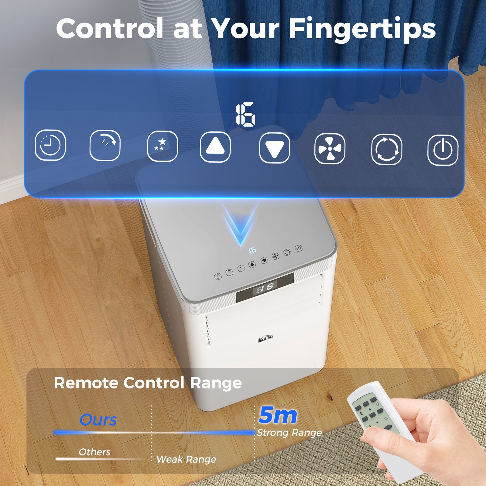 HOMCOM 10000 BTU Air Conditioning Unit, 4-in-1 Portable Air Conditioner, Dehumidifier, Cooling, Fan, Sleep Mode, with Remote Control, LED Display, 2 Speeds, 24H Timer, Window Venting Kit, 22m² - Image 6