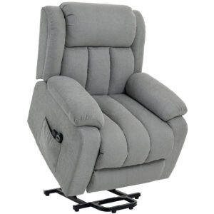 HOMCOM Power Lift Recliner Chair with Vibration Massage, Lift Chair for Elderly with Footrest, Remote, Side Pocket, Light Grey