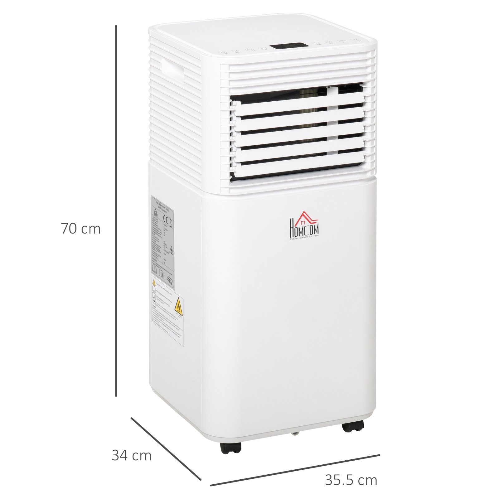 HOMCOM 7000 BTU Portable Air Conditioner for Cooling Dehumidifier Fan, Air Conditioning Unit for Room up to 26m², with Remote, 24H Timer, Window Mount Kit, R290, A Energy Efficiency, 785W - Image 3