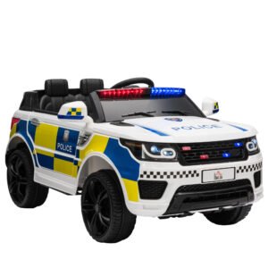 HOMCOM Ride on Police Kids Car 12V Electric Car for 3-6 Years with Remote Control Siren Flashing Lights Suspension, White