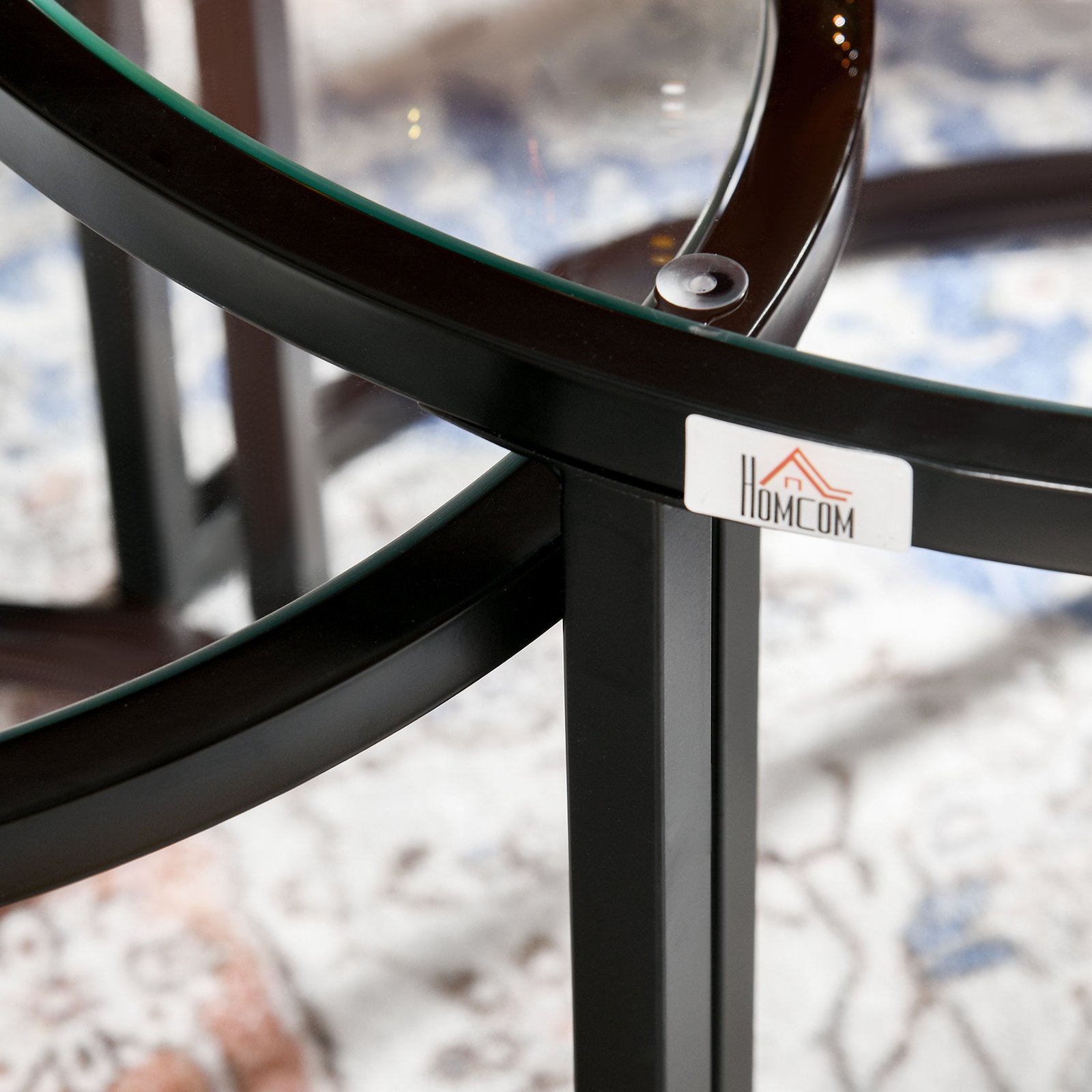 HOMCOM Two-Piece Nest of Glass-Top Coffee Tables - Image 8