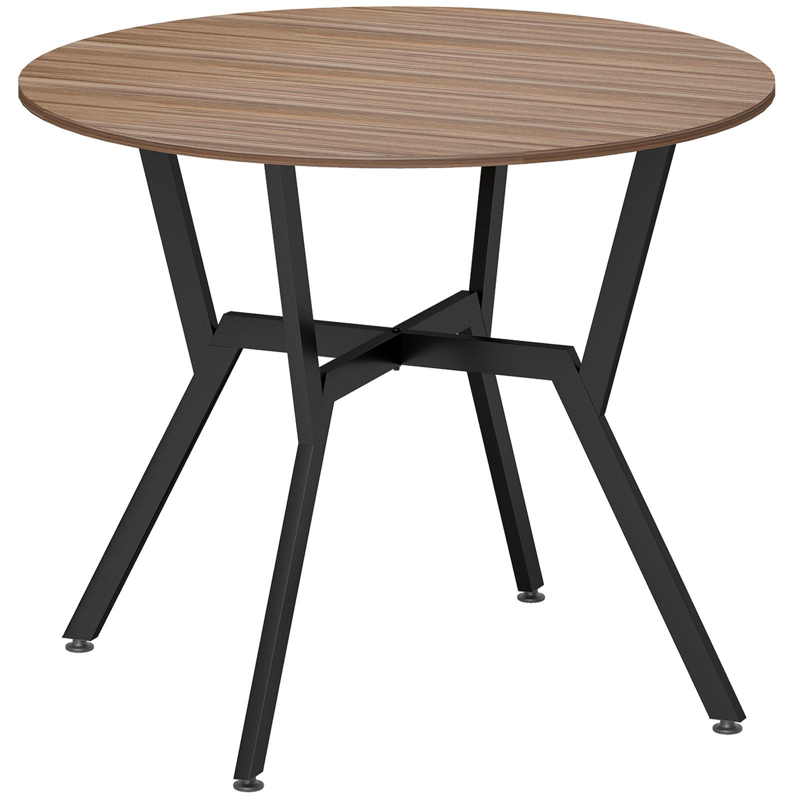 HOMCOM Dining Table, Round Kitchen Table with Black Legs, Anti-slip Foot Pads for Living Room, Dining Room 90 x 76 cm, Brown