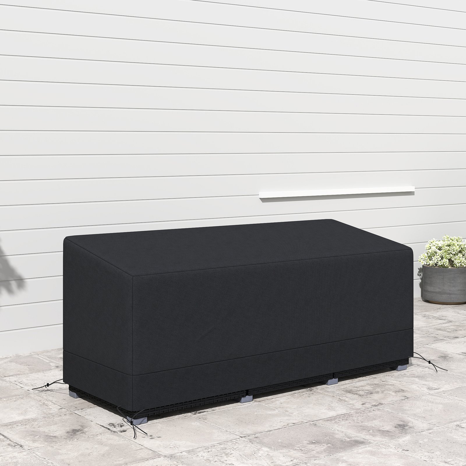 Outsunny Rectangular Patio Garden Furniture Cover Waterproof for 3 Seater Sofa Bistro Set, UV Resistant Protection 600D Oxford Fabric Rattan Lounge Clean Cover, 190 x 72 x 76cm, Black - Image 9