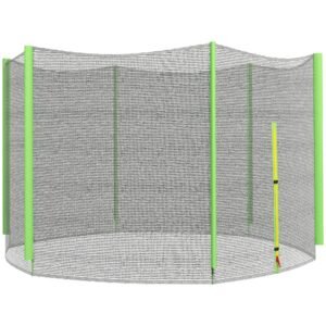 SPORTNOW 10ft Trampoline Net Replacement with 6 Plastic Pole Covers, Weather-Resistant Trampoline Netting Replacement with Zipped Entrance, Poles Not Included, Green